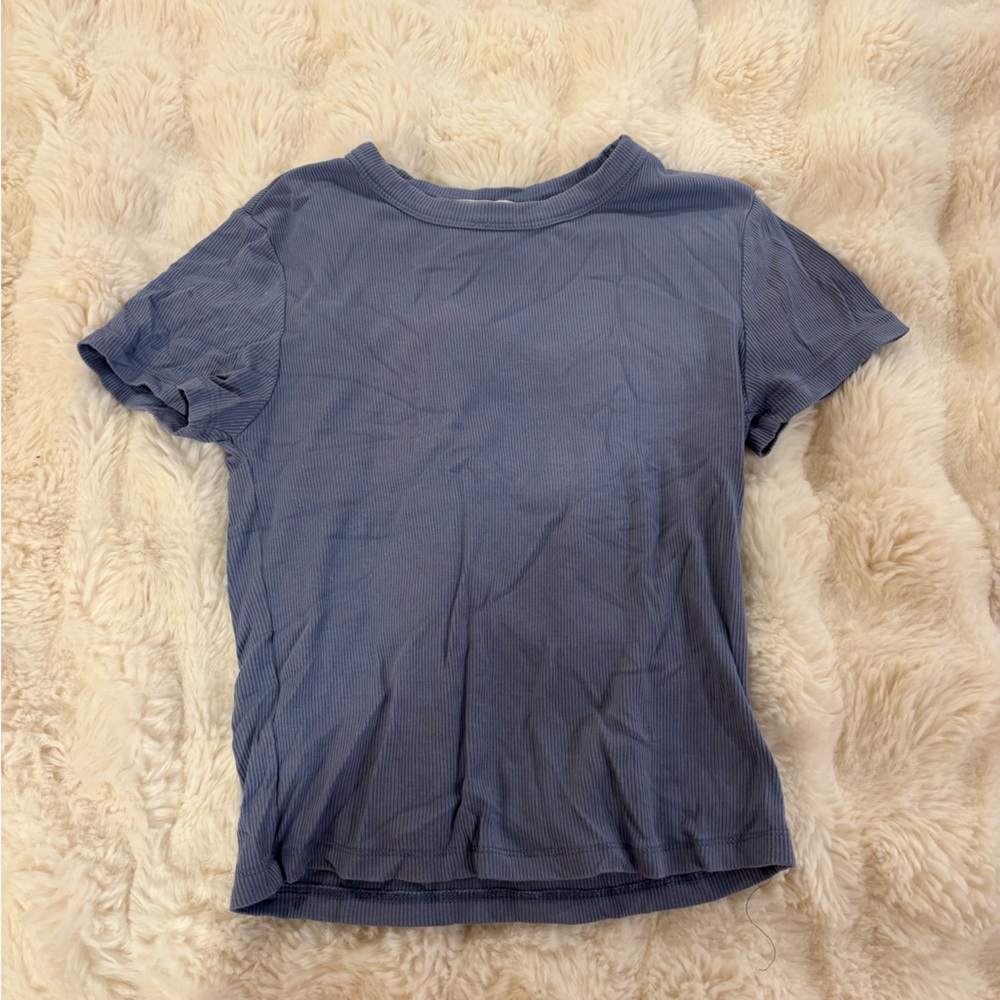 Olive & Oak Light Blue Ribbed Top